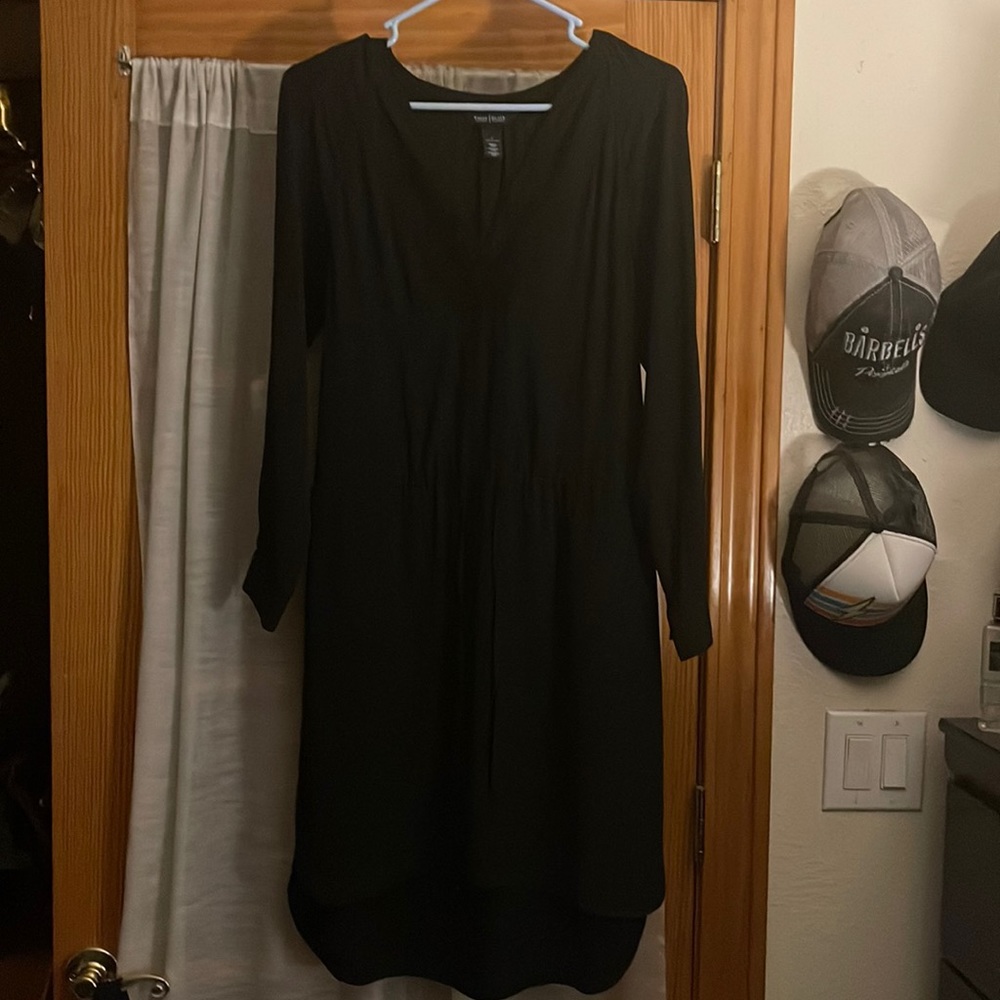 Black long sleeved dress.